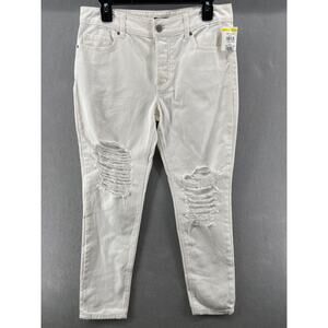 NWT AFRM Jeans Womens Sz 26W‎ White Distressed Ankle Crop Skinny